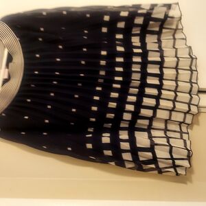 Black and White Mini Skater Skirt with Pleated Tiered Design